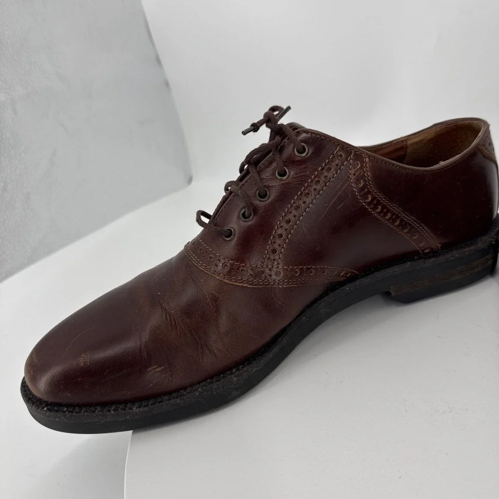 Johnston &‎ Murphy Brown Leather Plain Toe Dress Shoes Men's Size 11 M / Italy